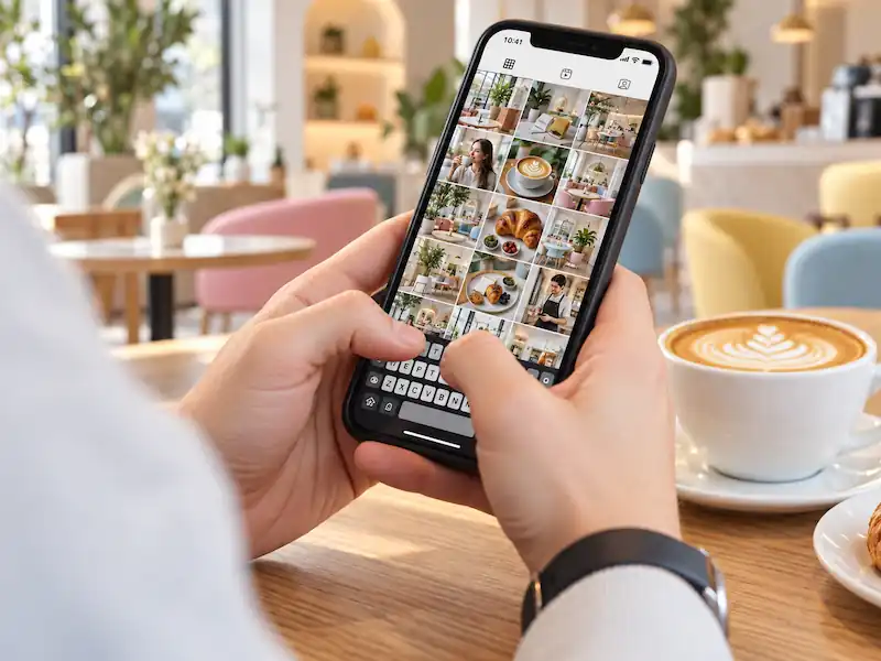 Promoción de cafetería comunicada en redes sociales