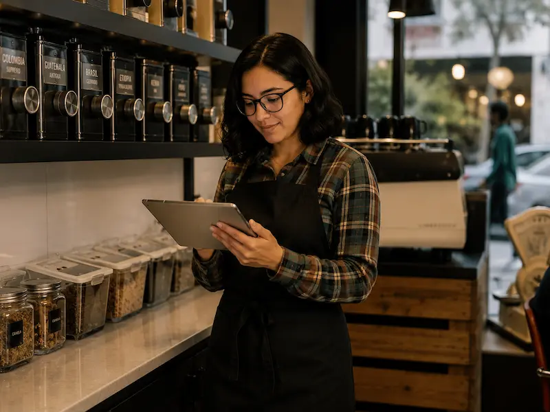 Conteo de inventario y registro de mermas al cerrar una cafetería
