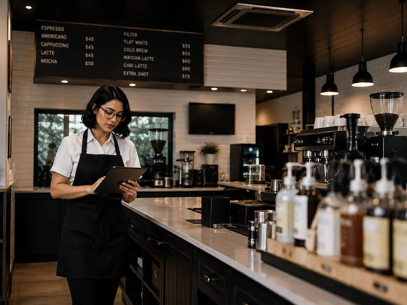 Revisión del local antes de abrir una cafetería