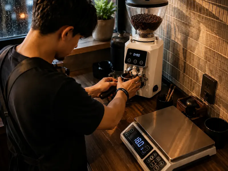 Calibración de espresso con molino profesional
