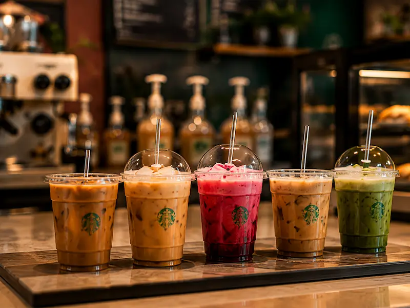 Barra de bebidas frías en cafetería