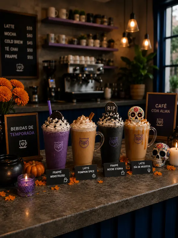 Menú de temporada con pumpkin spice y bebidas frías