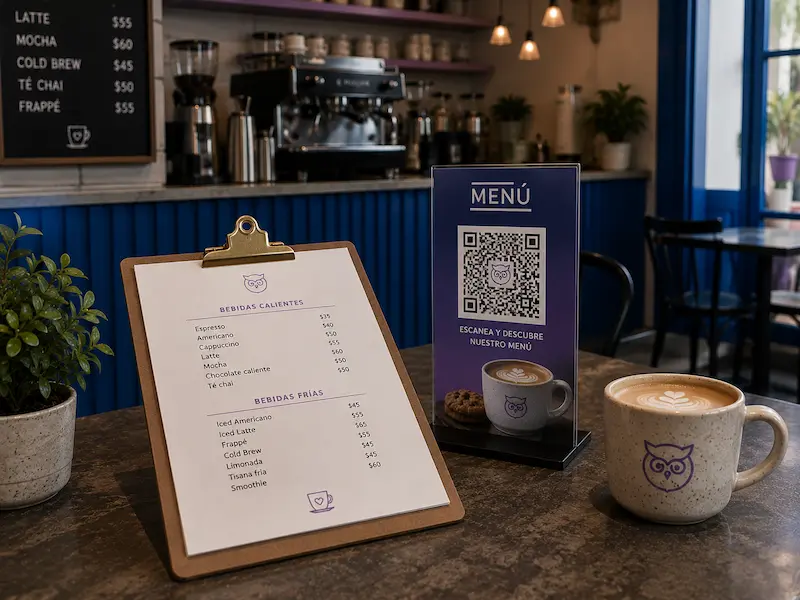 Comparación de menú físico y código QR
