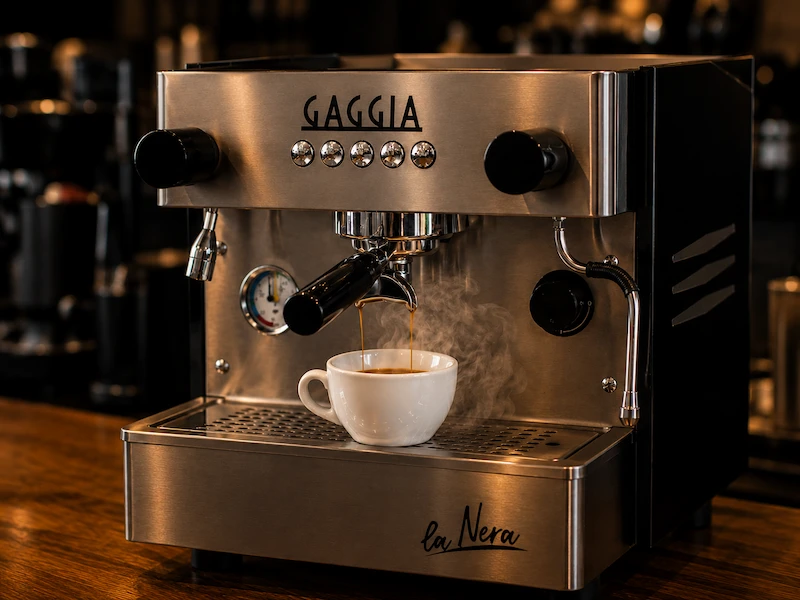 Cafetera tradicional Gaggia La Nera 1 grupo para negocio pequeño