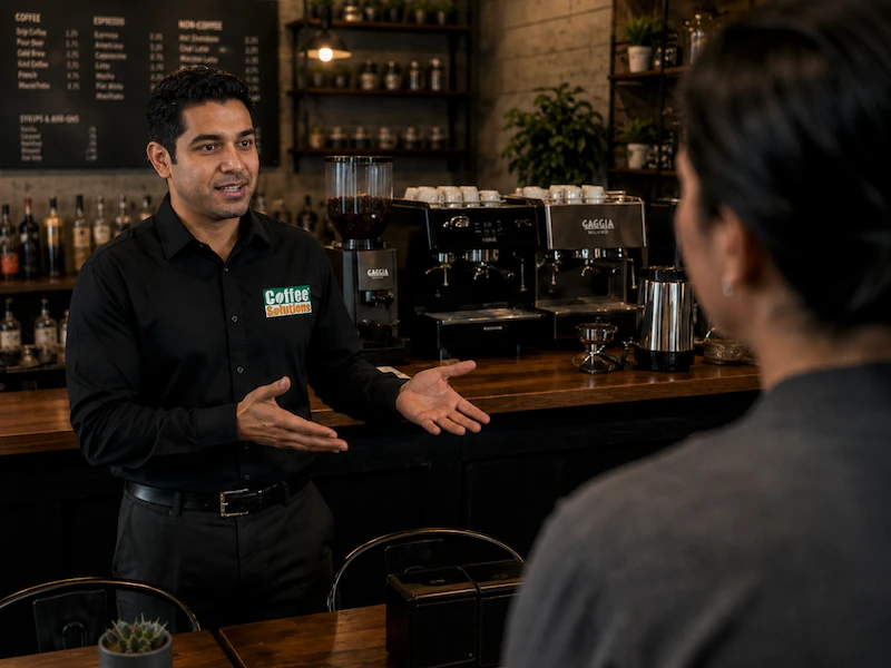 Asesoría personalizada de Coffee Solutions para equipos de cafetería pequeña