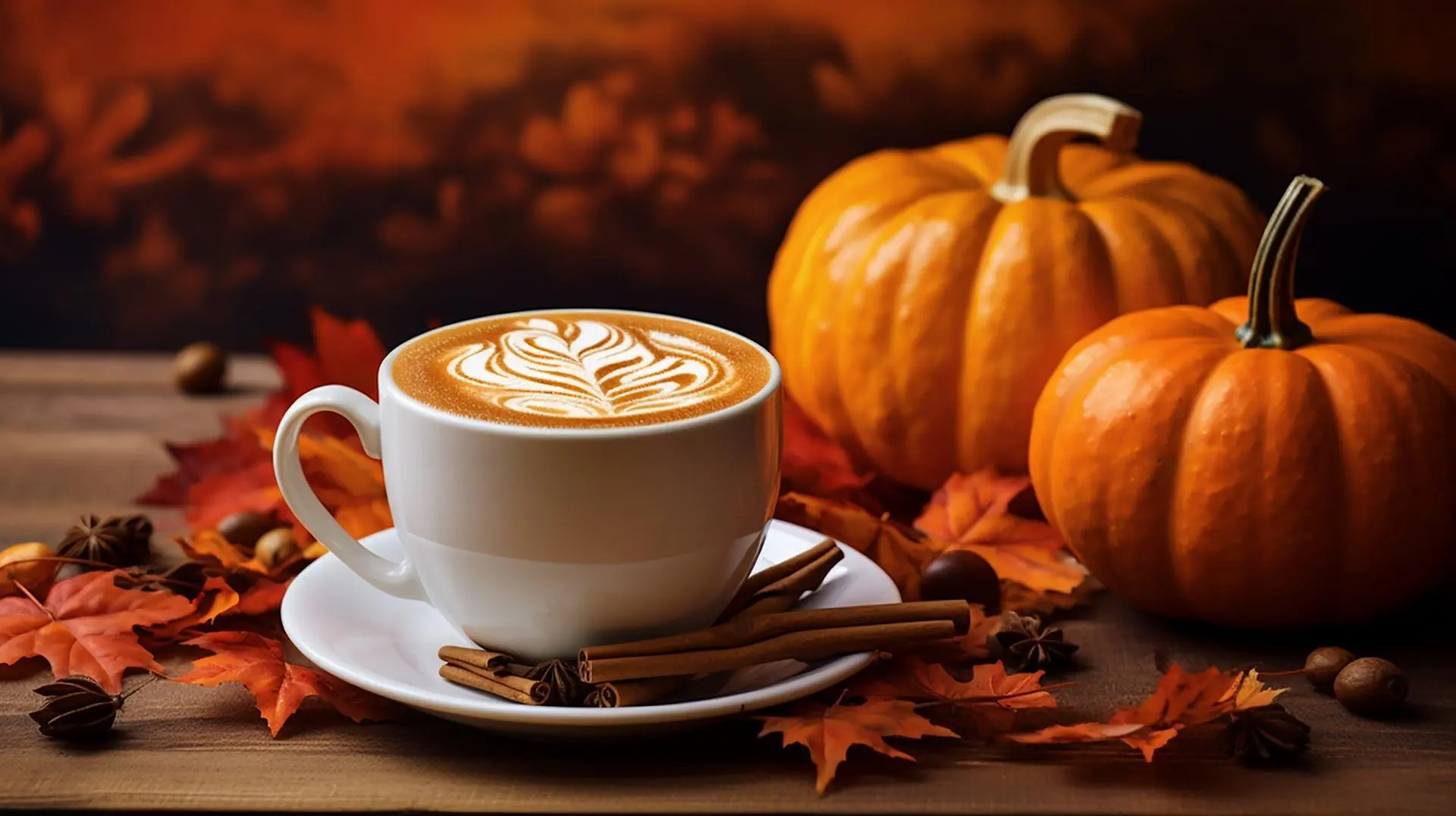 Pumpkin spice latte de temporada para cafetería