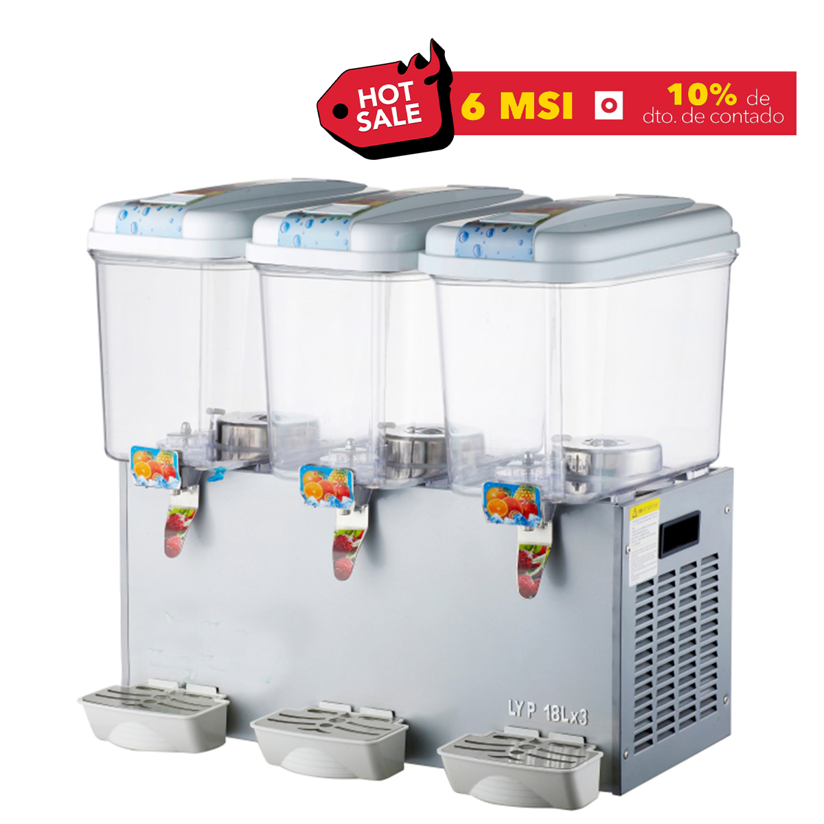 Dispensador de Bebidas 3 Tazones, 18 Litros por tanque