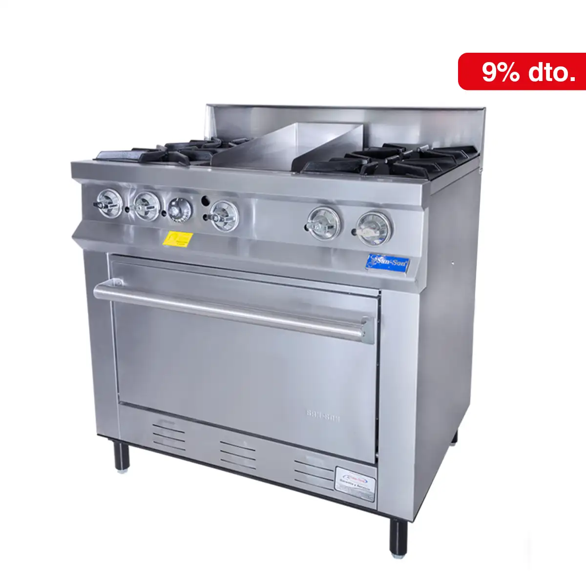 Estufa Comercial 4 Quemadores con Plancha y Horno SSE4QP | Industrial