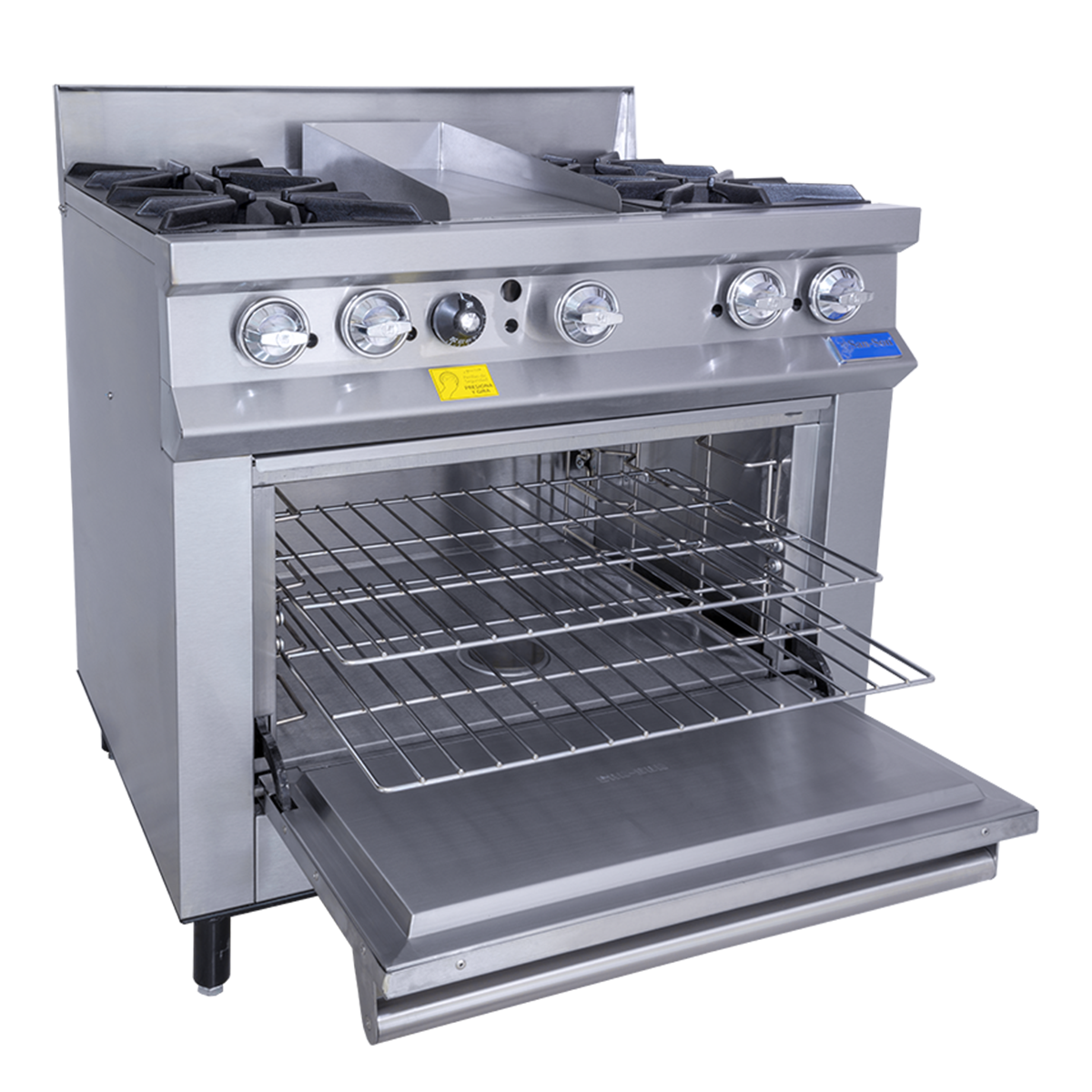 Estufa Comercial 4 Quemadores con Plancha y Horno SSE4QP | Industrial