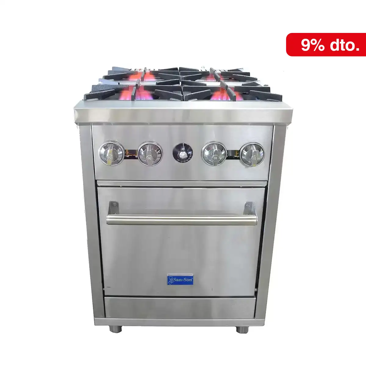 Estufa Industrial 4 Quemadores con Horno San-Son SSE4Q | Comercial