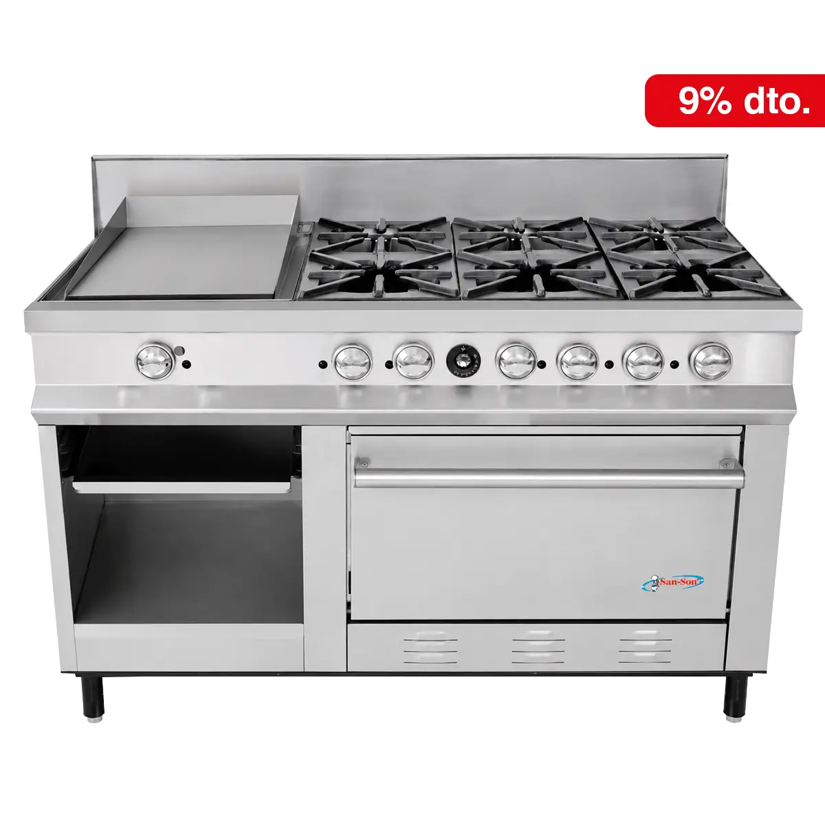 Estufa San-Son 6 Quemadores con Plancha, Horno y Gratinador SSE6QG