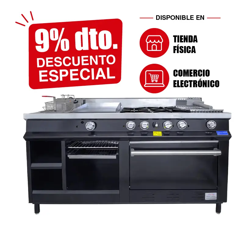 Estufa Maestra San-Son Black SSEMB | Cocina Industrial con Freidor y Horno