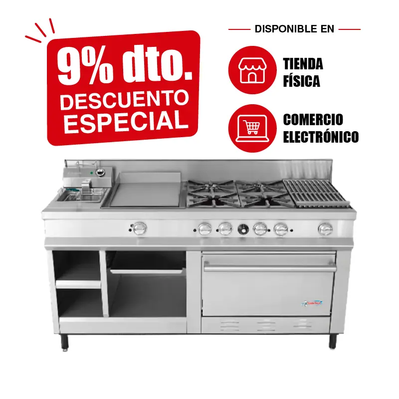 Estufa Maestra Industrial San-Son SSEM | Con Freidor, Plancha y Horno