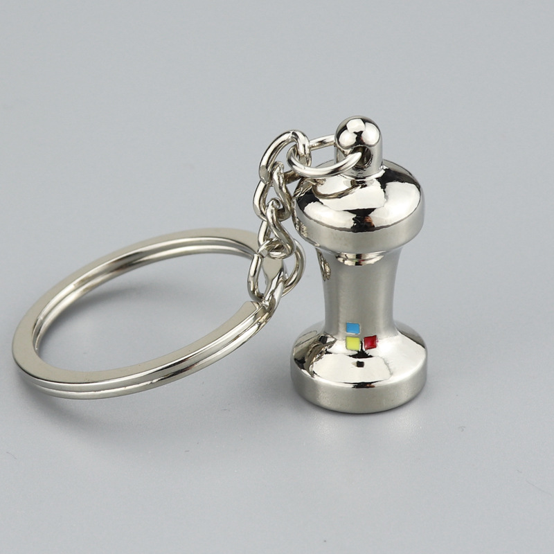 Llavero Miniatura de Tamper de Café Color Plata para Baristas