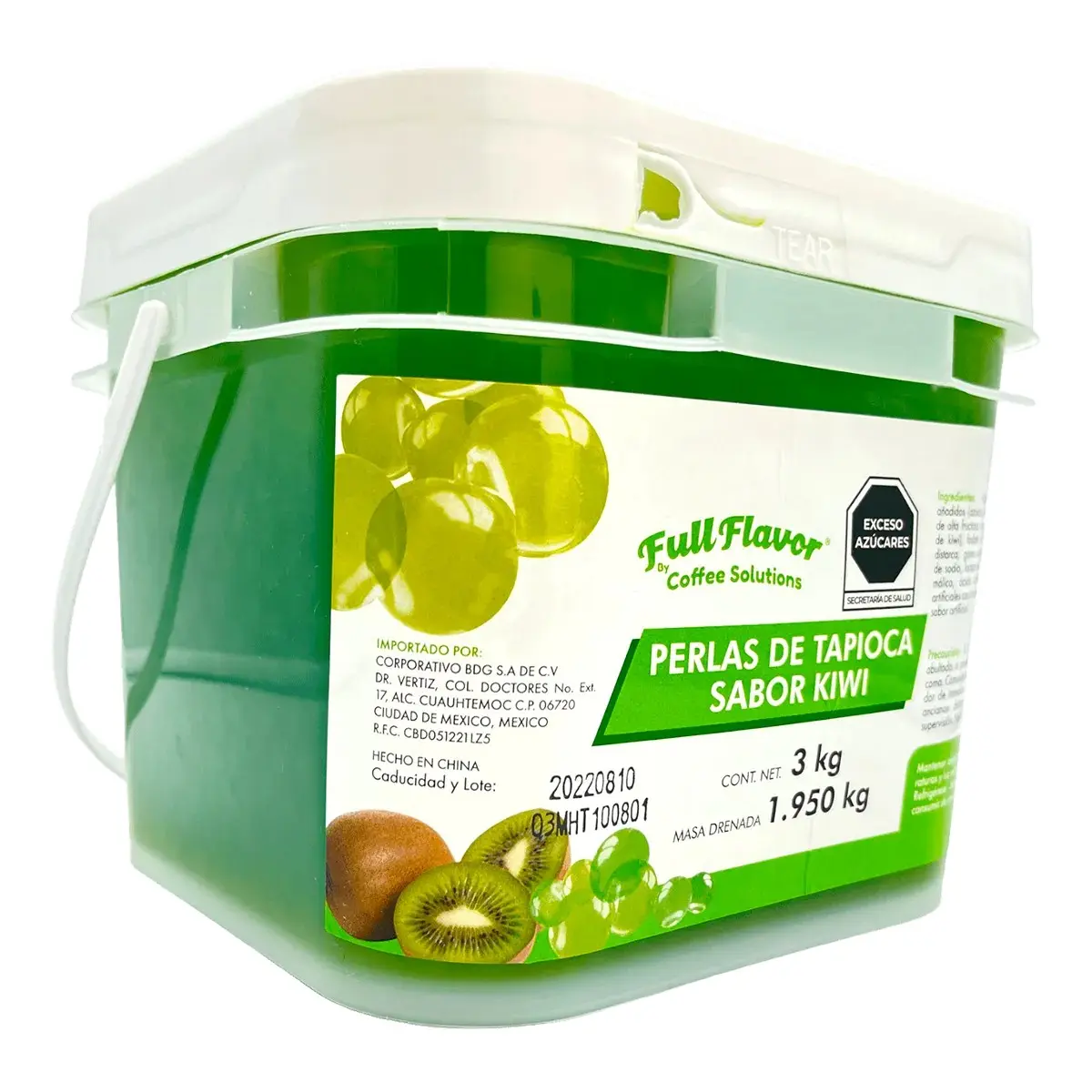 Perlas Explosivas Sabor Kiwi, Bote de 3 Kilos