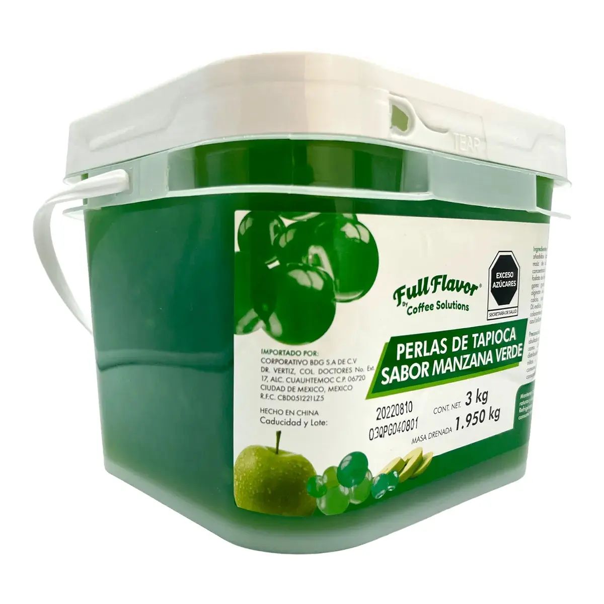 Perlas Explosivas Sabor Manzana Verde, Bote de 3 Kilos