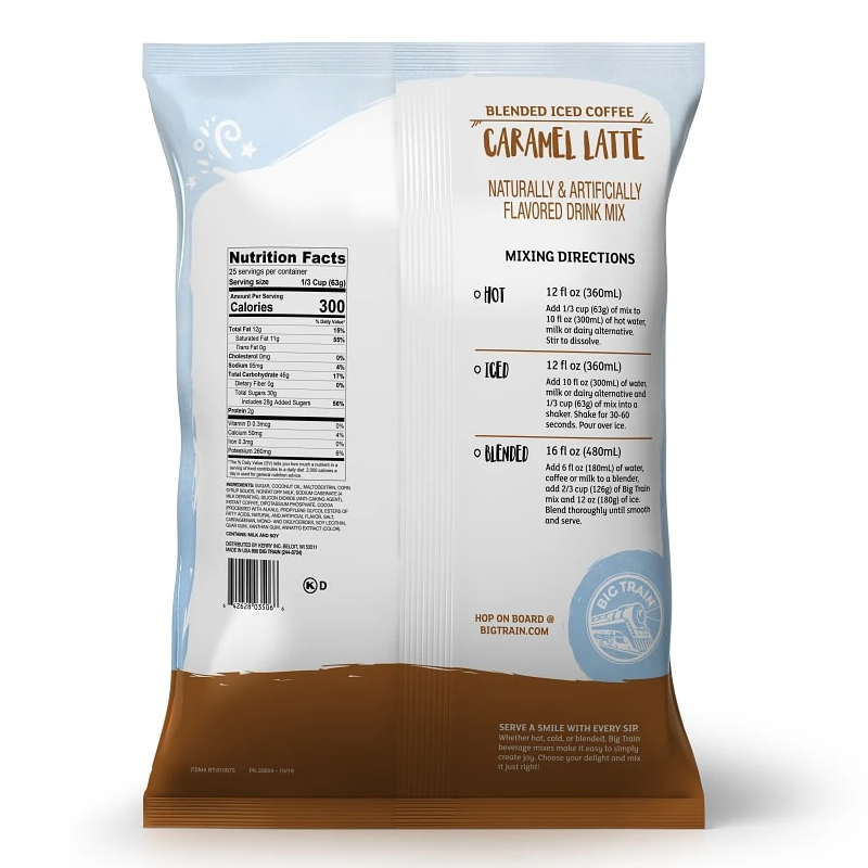 Polvo Big Train Caramel Latte – Bolsa de 1.59 kg (3.5 LBS)