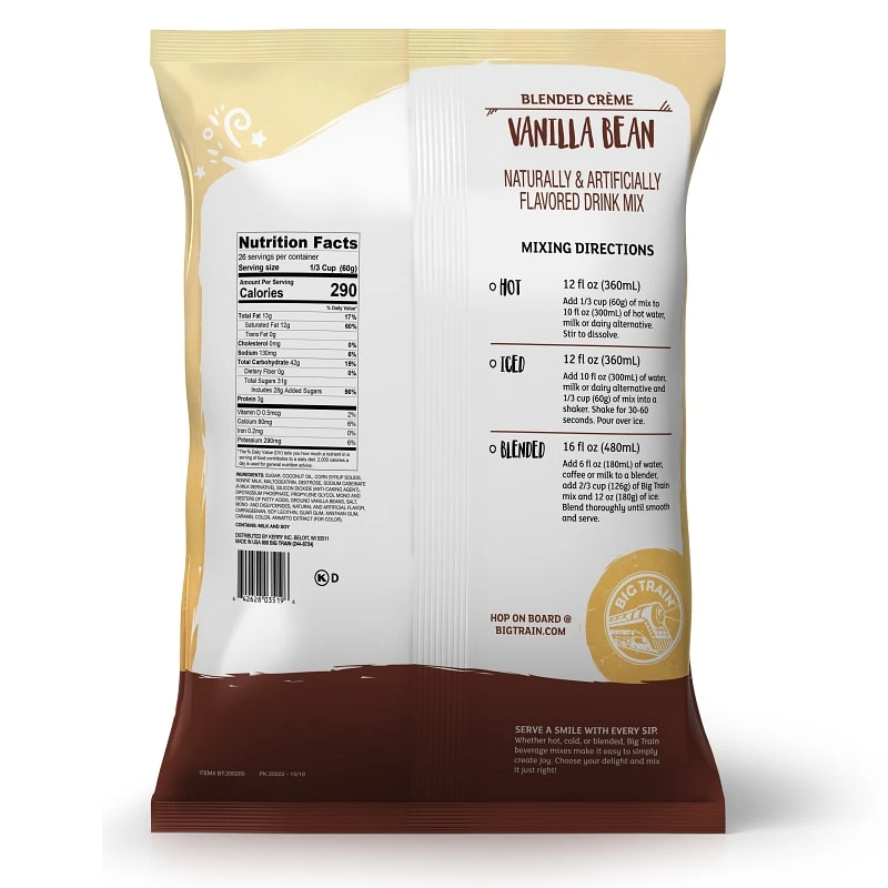 Polvo Big Train Vanilla Bean – Bolsa de 1.59 kg (3.5 LBS)