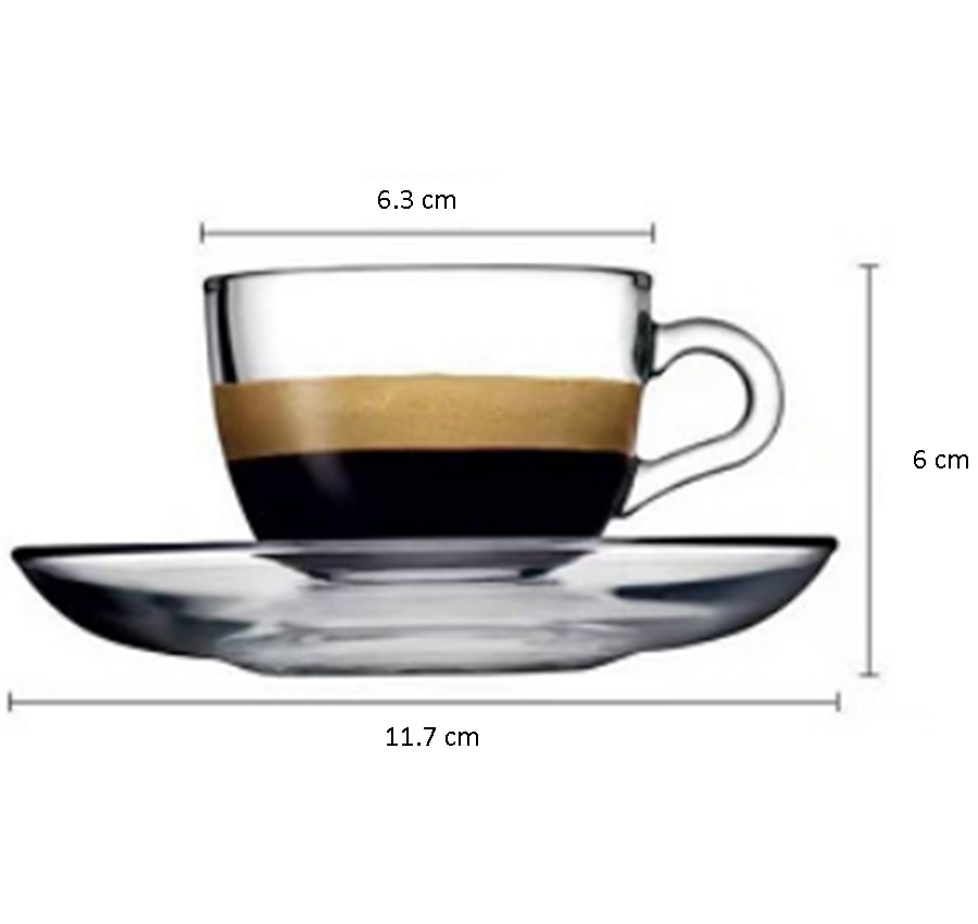 Taza con Plato de Cristal 80 ml
