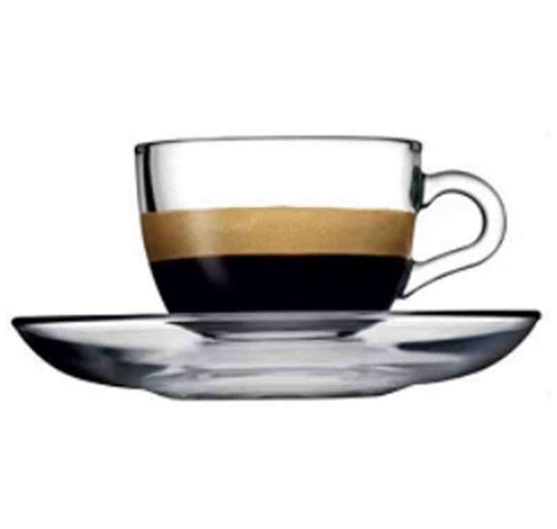Taza con Plato de Cristal 80 ml