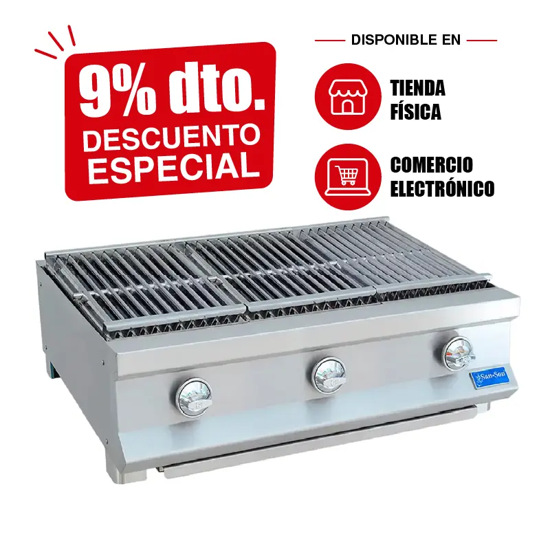 Asador Radiante Industrial San-Son 36” 3 Quemadores SSAR36 | Asador Comercial