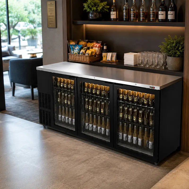 Refrigerador Contra Barra Asber ABBC-94G HC | Back Bar 3 Puertas Cristal