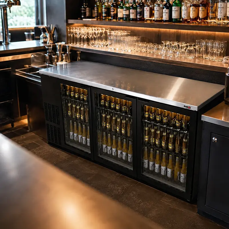 Refrigerador Contra Barra Asber ABBC-94G HC | Back Bar 3 Puertas Cristal