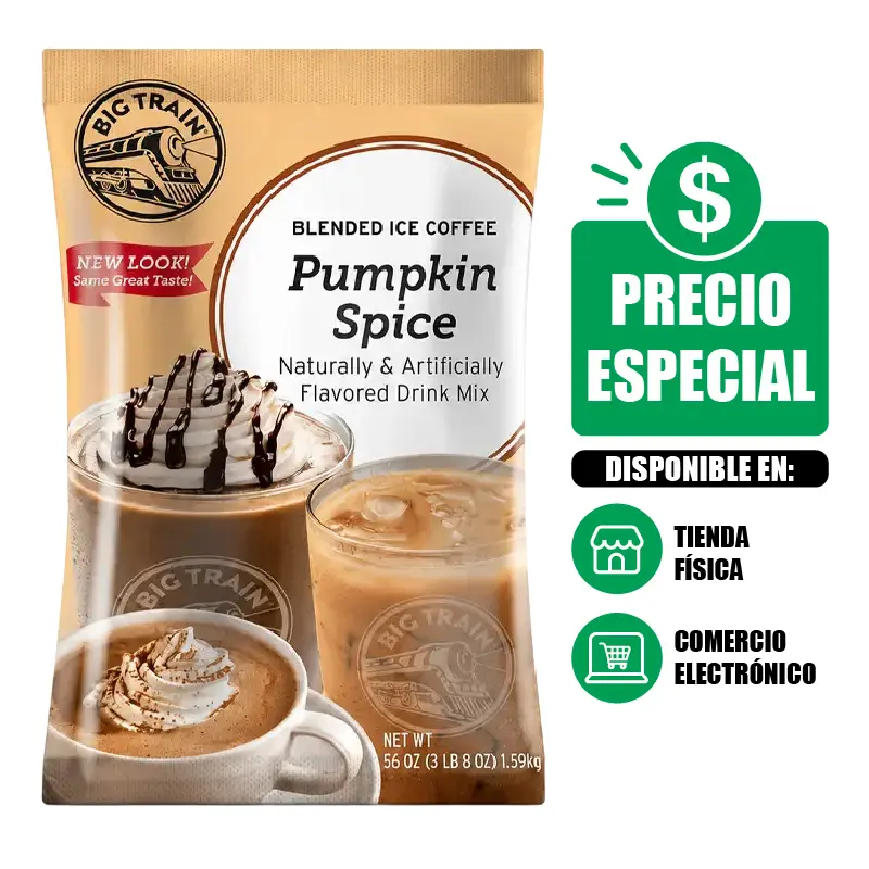 Polvo Big Train Sabor Pumpkin Spice 1.59 Kg - Bolsa de 3.5 LBS