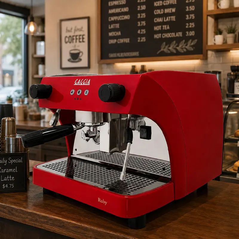 Cafetera Industrial 1 Grupo Ruby Pro Roja - 120 Tazas por Hora - Cafetera Italiana