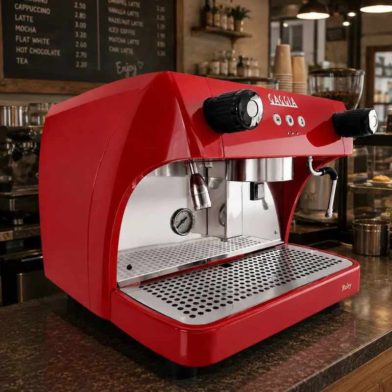 Cafetera Industrial 1 Grupo Ruby Pro Roja - 120 Tazas por Hora - Cafetera Italiana