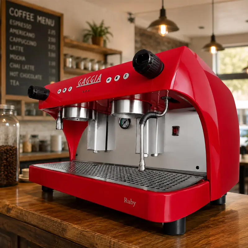 Cafetera Industrial 2 Grupos Ruby Pro Two Roja – 180 Tazas por Hora – Cafetera Italiana