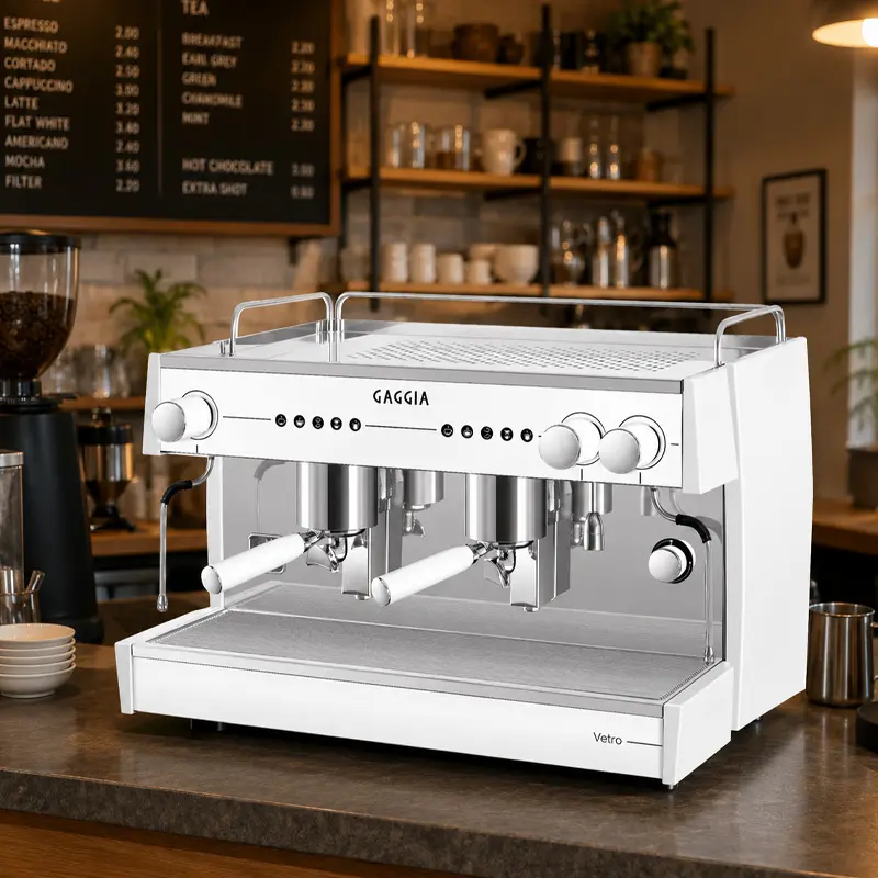 Cafetera Industrial 2 Grupos Vetro Blanca 220V | 240 Tazas por Hora - Cafetera Italiana