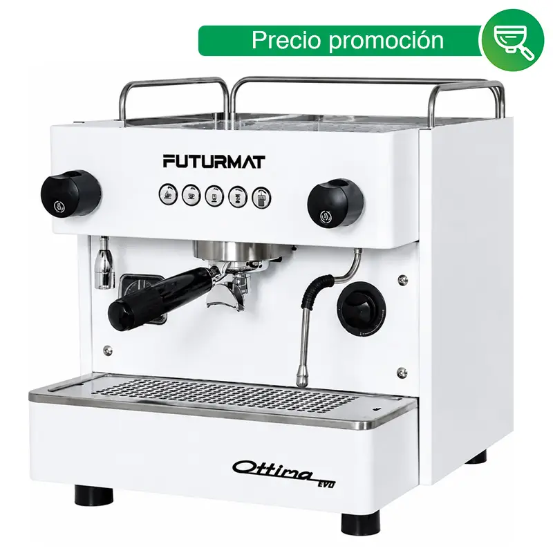 Cafetera Industrial 1 Grupo Futurmat Ottima EVO Blanca - 120 Tazas por Hora - Cafetera Italiana