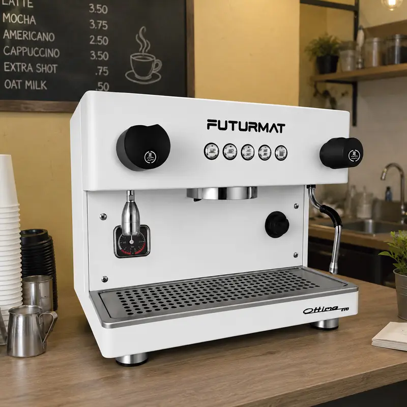 Cafetera Industrial 1 Grupo Futurmat Ottima EVO Blanca - 120 Tazas por Hora - Cafetera Italiana