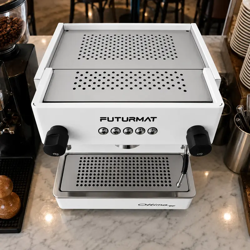 Cafetera Industrial 1 Grupo Futurmat Ottima EVO Blanca - 120 Tazas por Hora - Cafetera Italiana