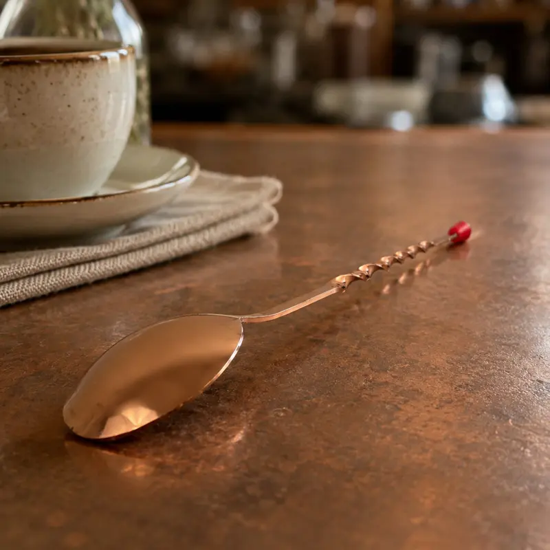 Cuchara para Coctelería 29.6 cm Color Oro Rosa | Bar Spoon Profesional
