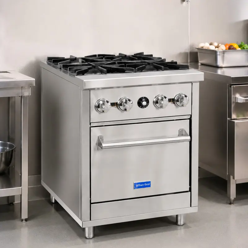 Estufa Industrial 4 Quemadores con Horno San-Son SSE4Q | Comercial