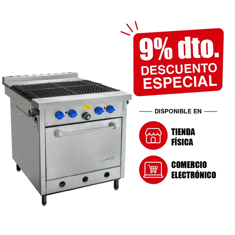 Estufa Comercial Extrapesada San-Son 4 Quemadores con Horno ZH-701-4