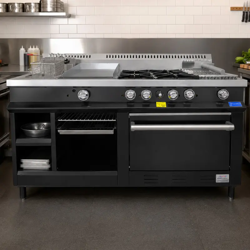 Estufa Maestra San-Son Black SSEMB | Cocina Industrial con Freidor y Horno
