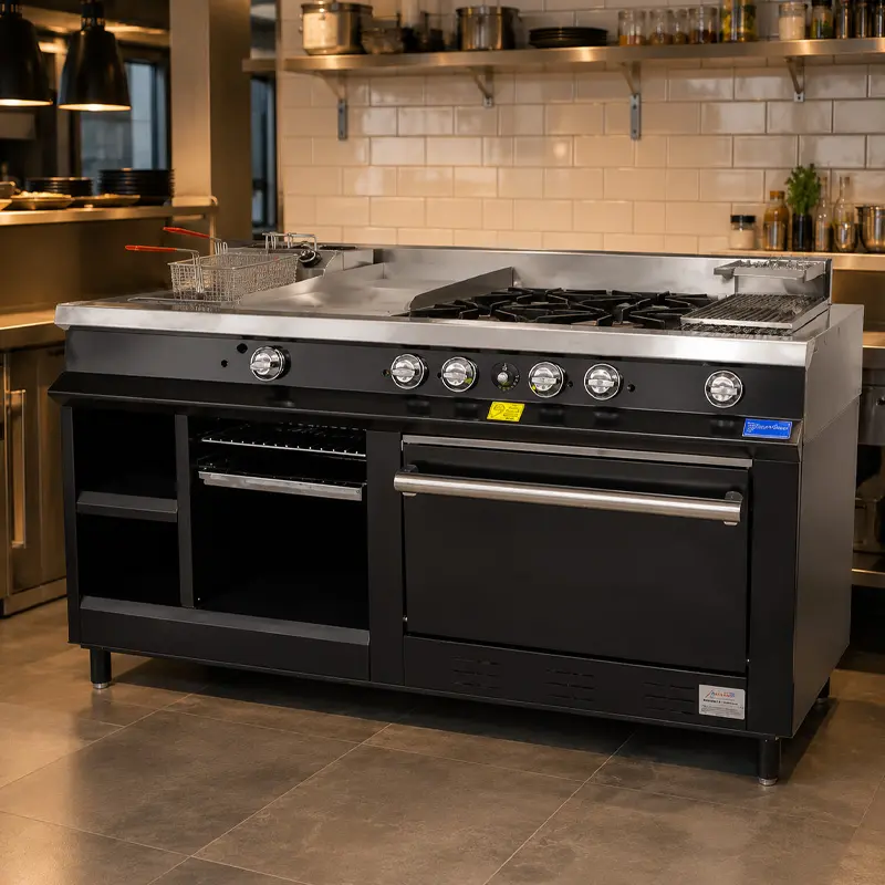 Estufa Maestra San-Son Black SSEMB | Cocina Industrial con Freidor y Horno