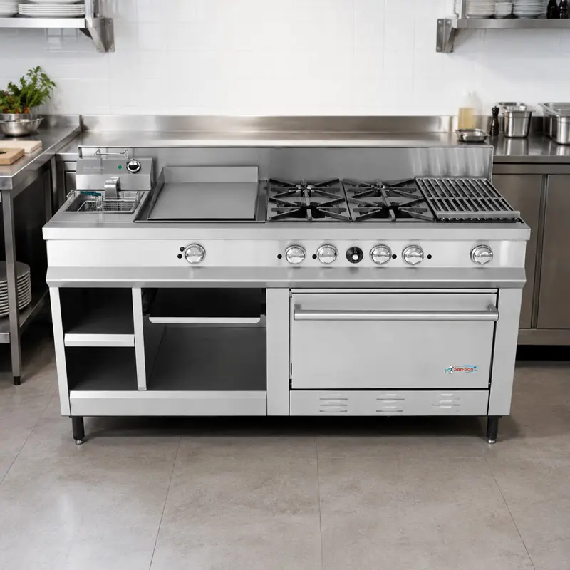 Estufa Maestra Industrial San-Son SSEM | Con Freidor, Plancha y Horno