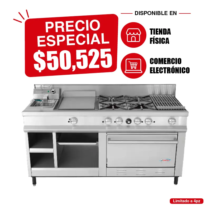Estufa Maestra Industrial San-Son SSEM | Con Freidor, Plancha y Horno