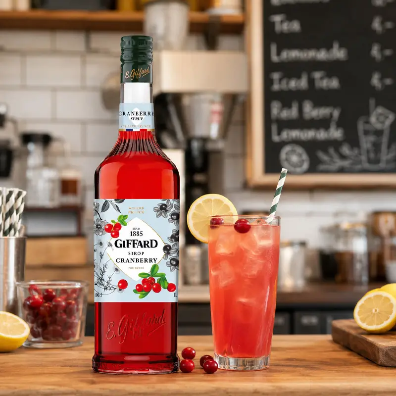 Jarabe Giffard Sabor Cranberry (Arándano) – Botella de 1 Litro