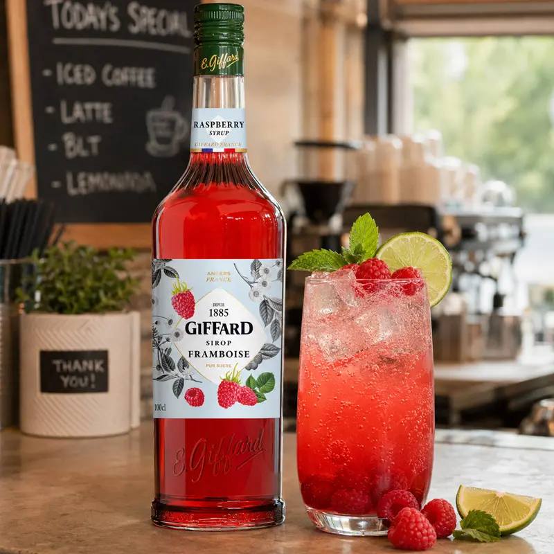 Jarabe Sabor Frambuesa 1 Litro. Jarabes GIFFARD
