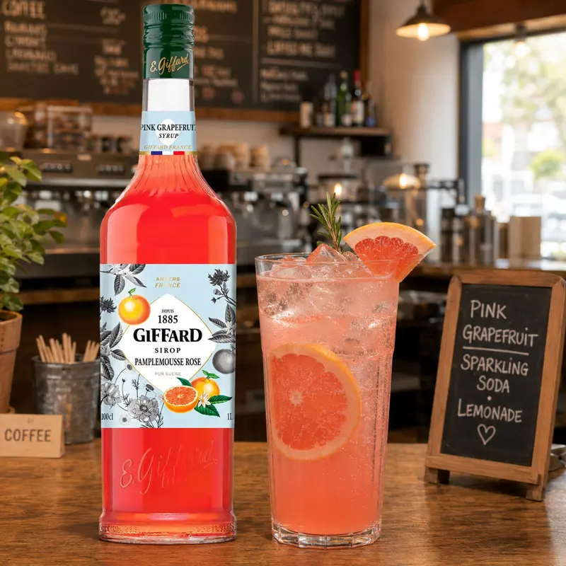 Jarabe Giffard Sabor Toronja Rosa – Botella de 1 Litro