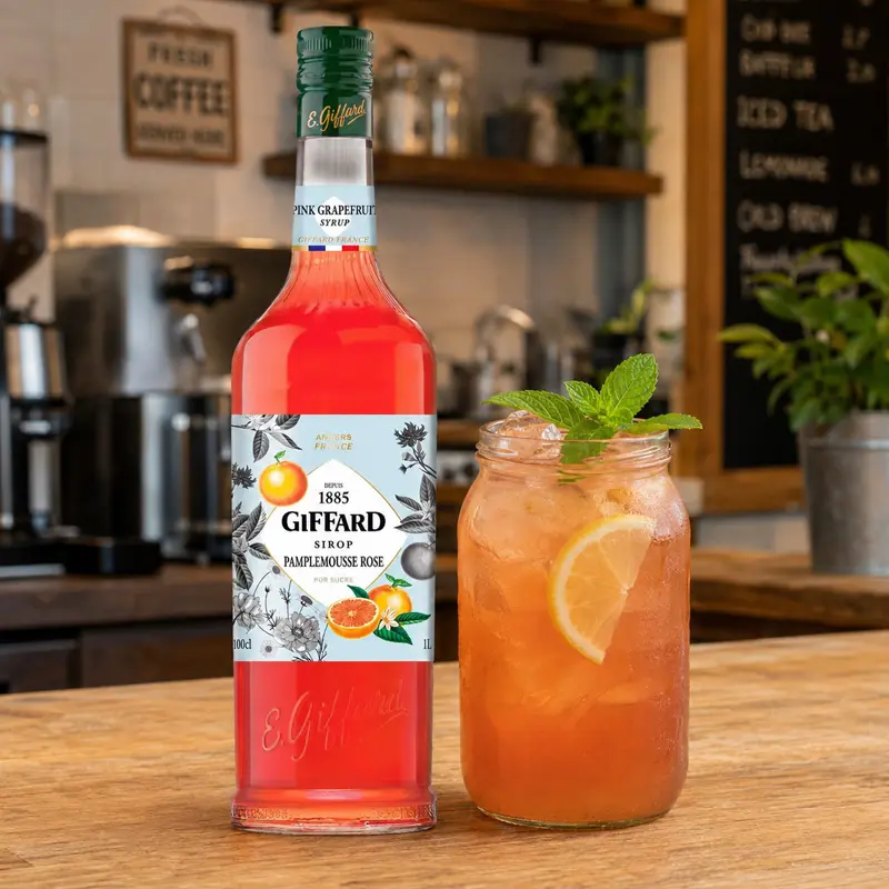 Jarabe Giffard Sabor Toronja Rosa – Botella de 1 Litro