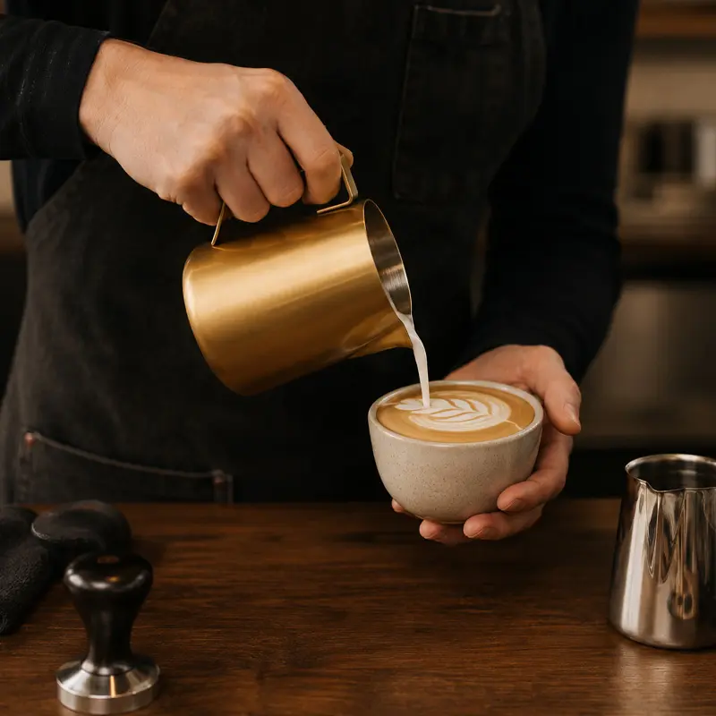 Jarra para Espumar Leche 350 ml Color Dorado | Pitcher para Latte Art