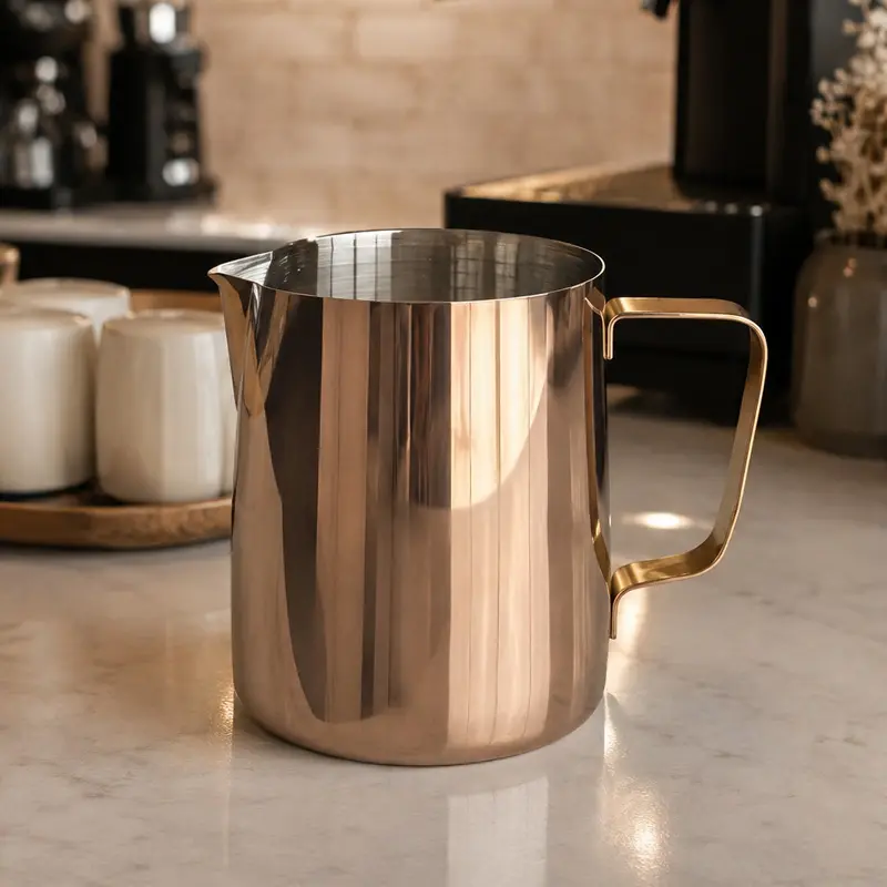 Jarra para Espumar Leche 550 ml Color Oro Rosa | Pitcher para Latte Art