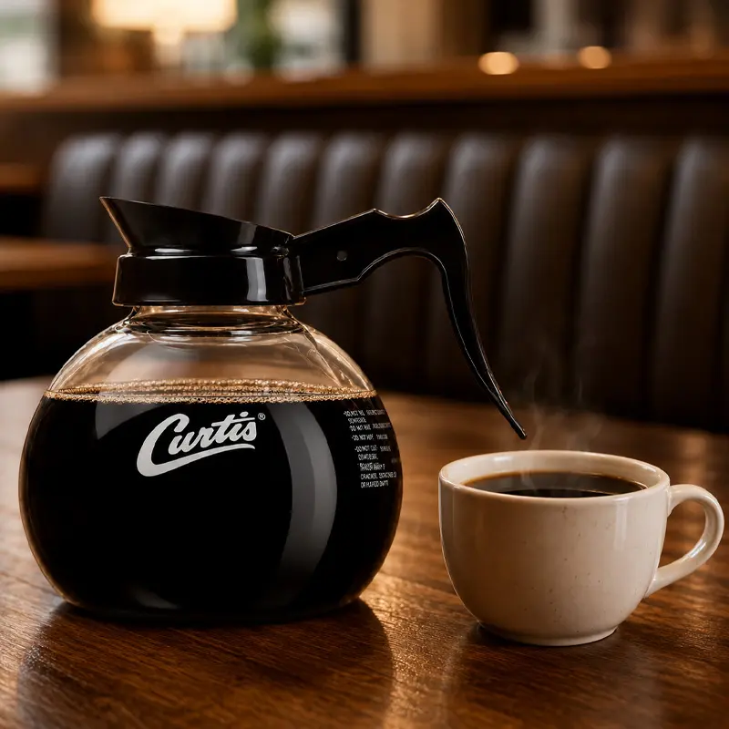 Jarra de Vidrio Para Servicio de Café Americano. Mango Color Negro
