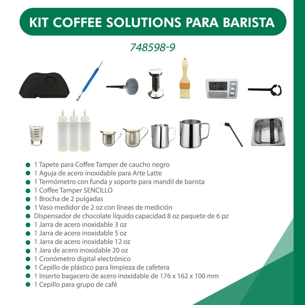 Kit de Accesorios Para Barista Coffee Solutions.